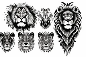 Five lions strong tattoo idea