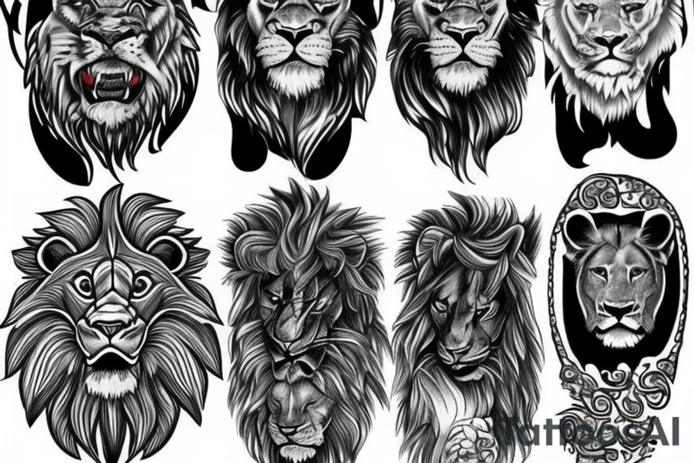 Five lions strong tattoo idea
