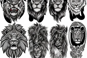 Five lions strong tattoo idea
