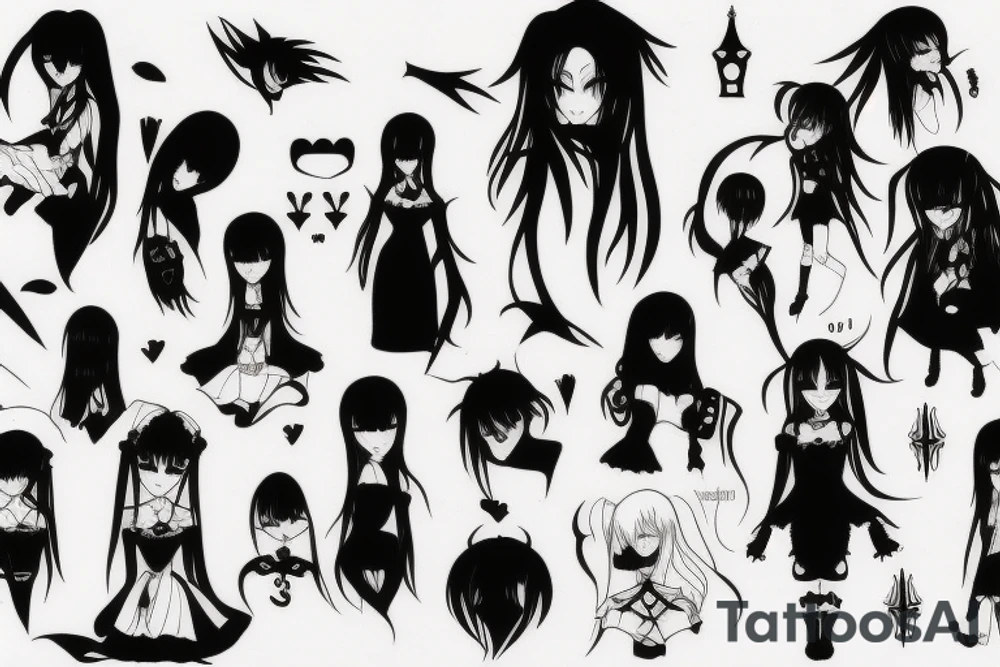 Gothic anime style tattoo idea