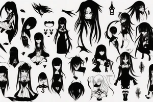 Gothic anime style tattoo idea