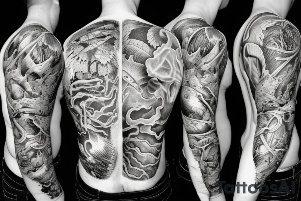 monster anatomical tattoo back tattoo idea