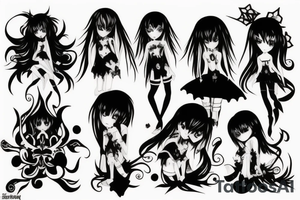 Gothic anime style tattoo idea