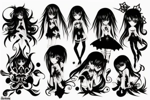 Gothic anime style tattoo idea