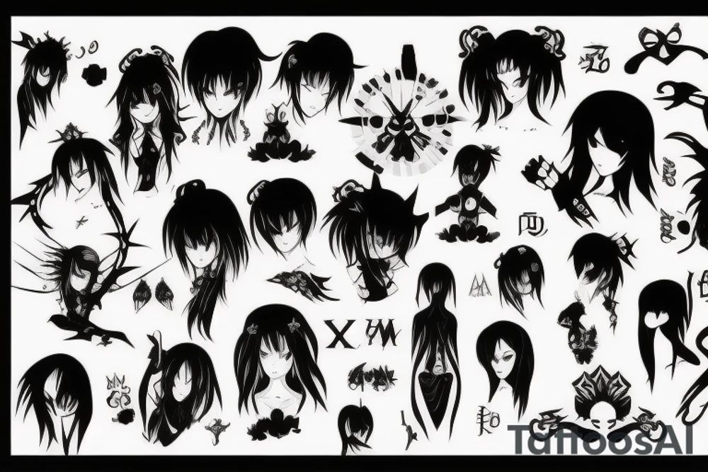 Gothic anime style tattoo idea