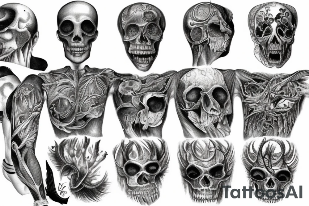 monster anatomical tattoo back tattoo idea