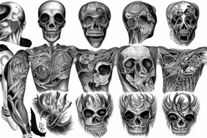 monster anatomical tattoo back tattoo idea