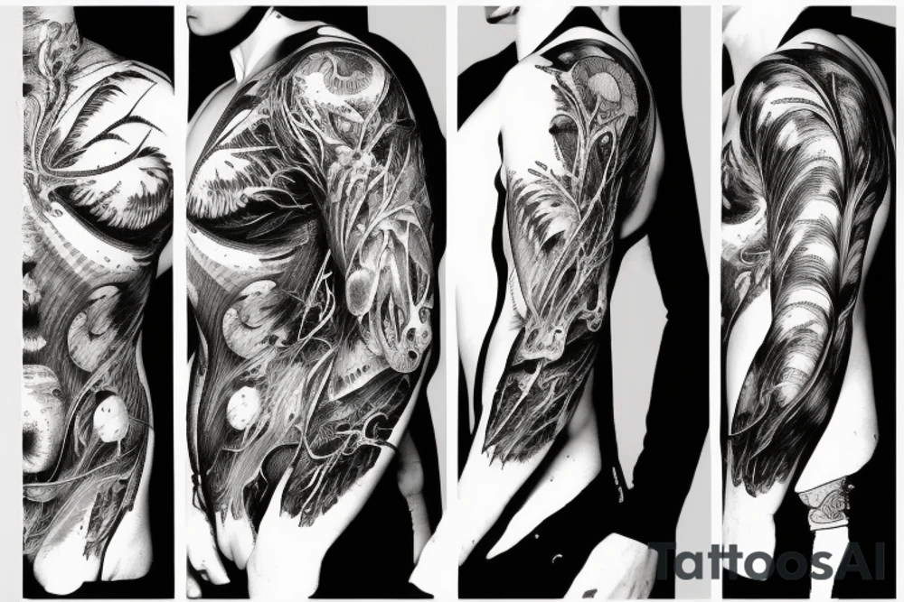monster anatomical tattoo back tattoo idea