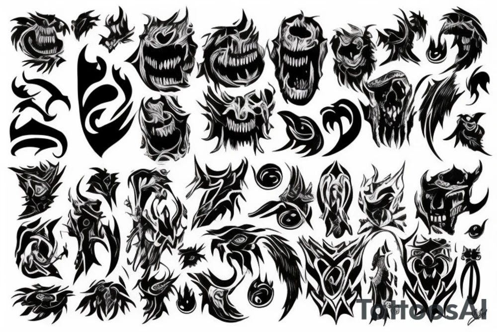 dark monster tattoo back tattoo idea