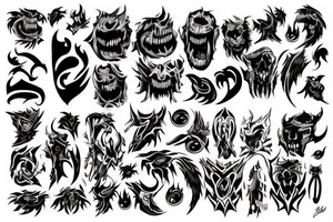 dark monster tattoo back tattoo idea