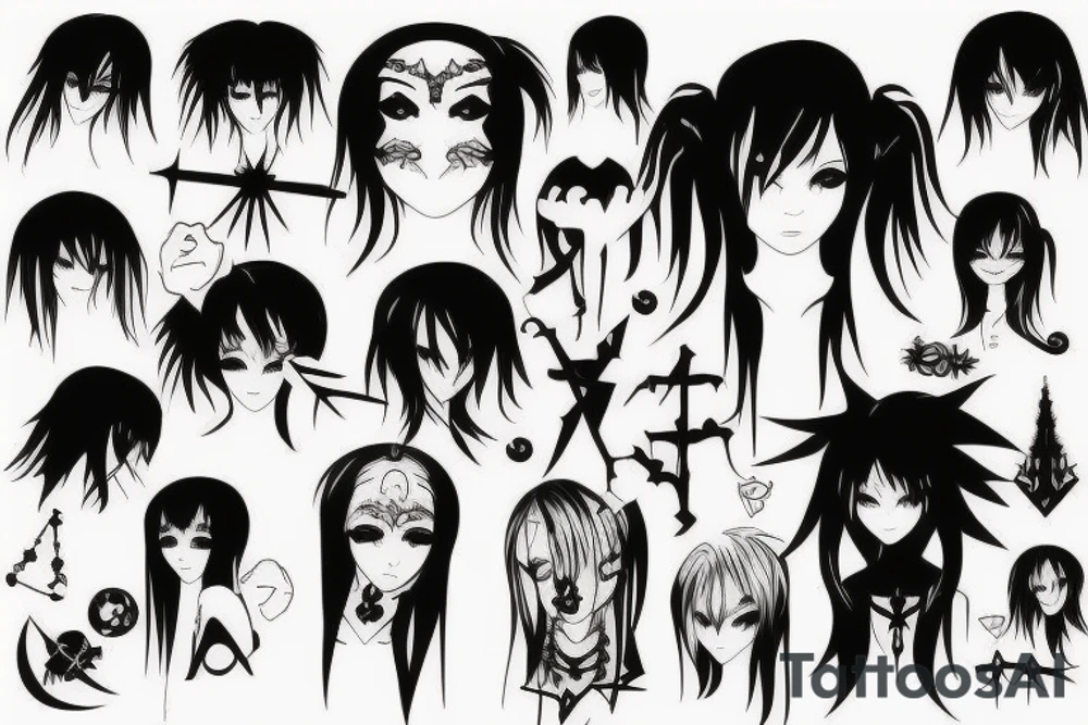 Gothic anime style tattoo idea