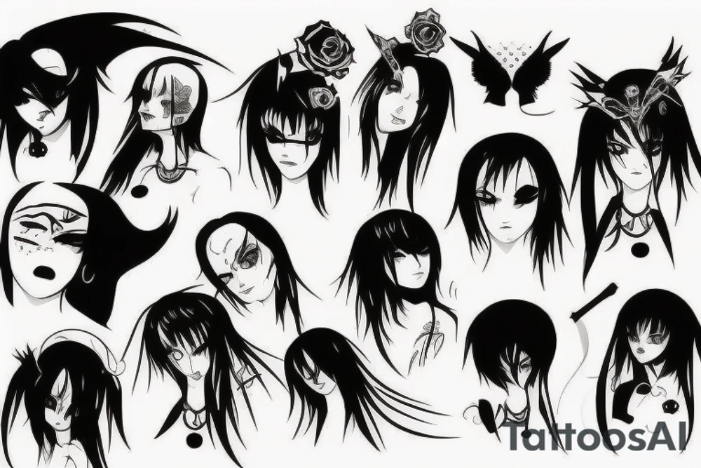 Gothic anime style tattoo idea