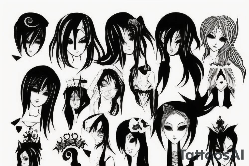 Gothic anime style tattoo idea