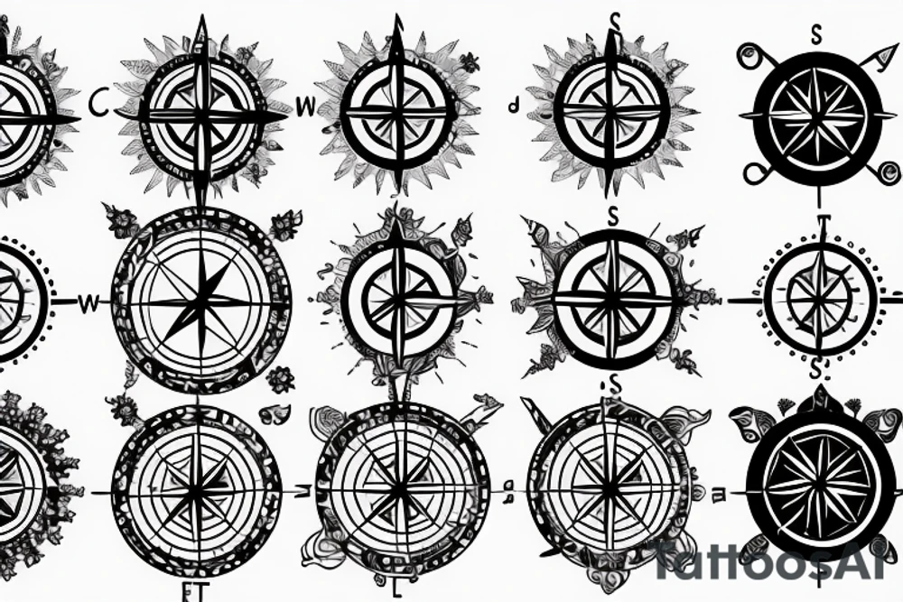 pretty compass with sparkling light tattoo idea