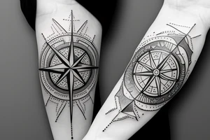 pretty compass with sparkling light tattoo idea