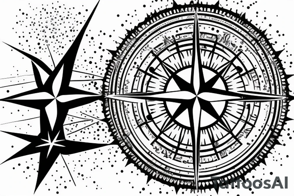 pretty compass with sparkling light tattoo idea