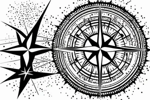 pretty compass with sparkling light tattoo idea