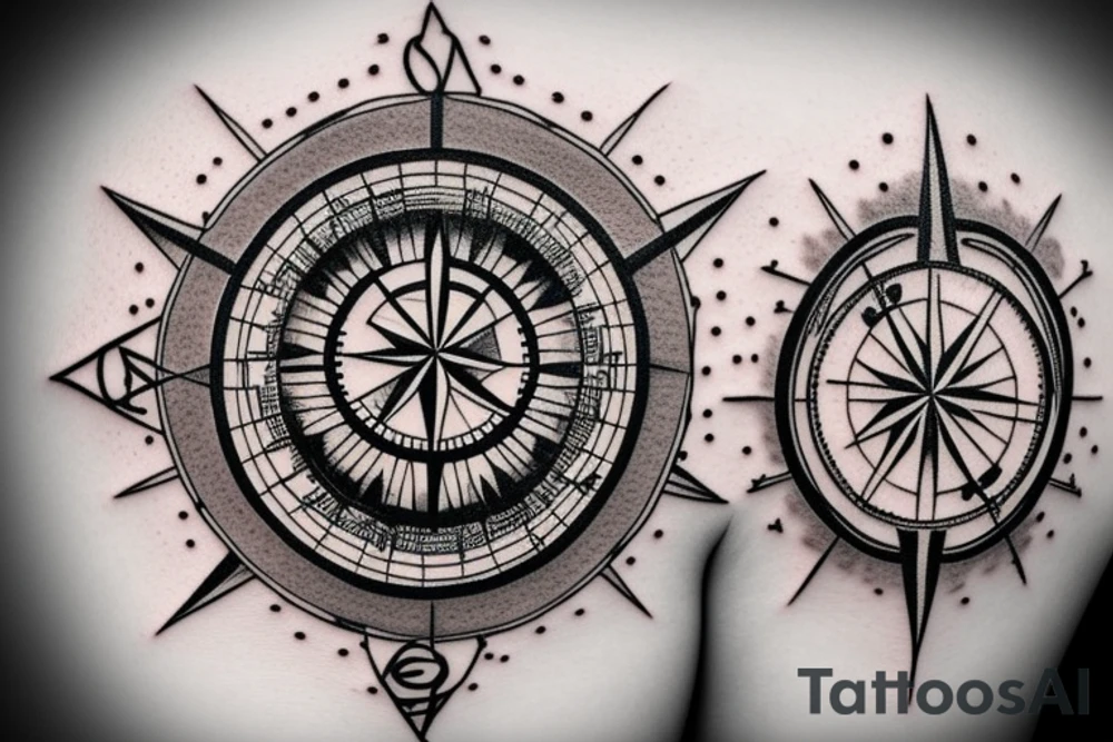 pretty compass with sparkling light tattoo idea