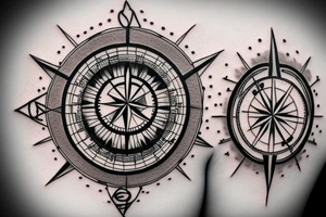 pretty compass with sparkling light tattoo idea