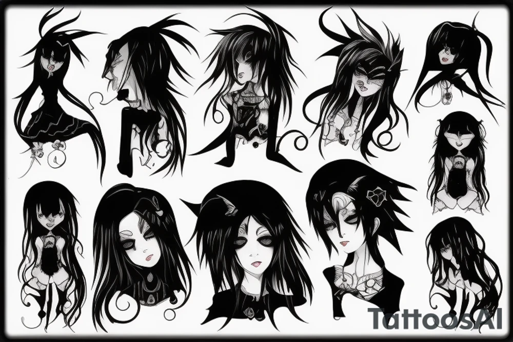 Gothic anime style tattoo idea