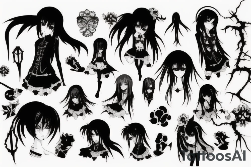 Gothic anime style tattoo idea