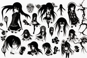 Gothic anime style tattoo idea