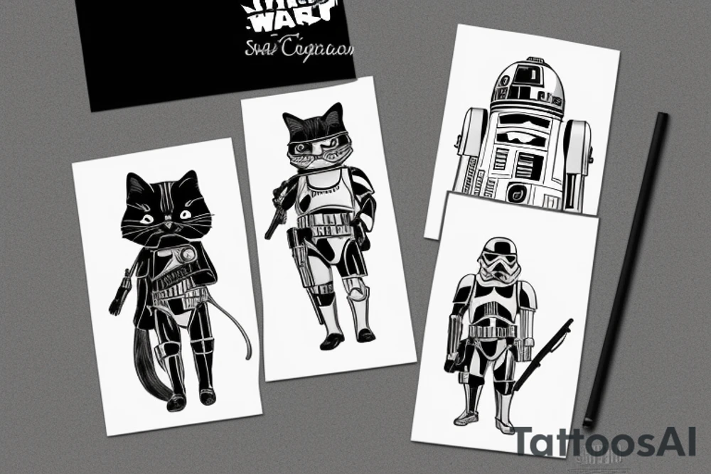 a cute cat in the image of a star wars character tattoo idea