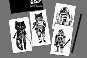 a cute cat in the image of a star wars character tattoo idea