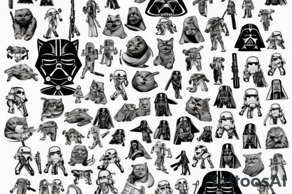 a cute cat in the image of a star wars character tattoo idea
