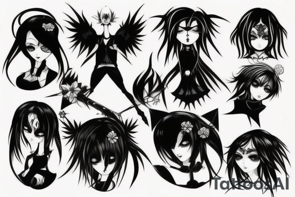 Gothic anime style tattoo idea