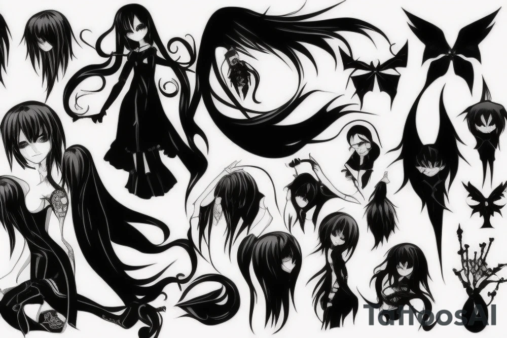 Gothic anime style tattoo idea