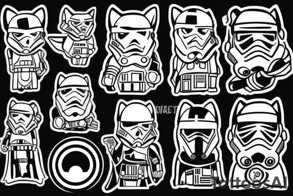 a cute cat in the image of a star wars character tattoo idea