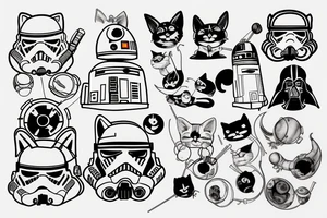 a cute cat in the image of a star wars character tattoo idea