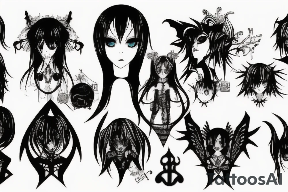 Gothic anime style tattoo idea