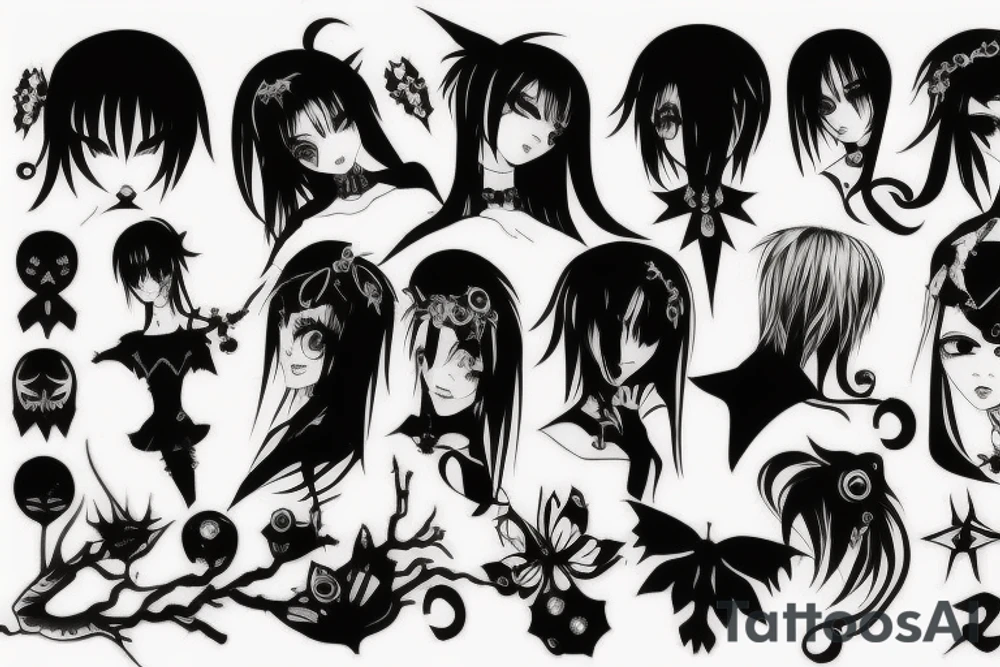 Gothic anime style tattoo idea