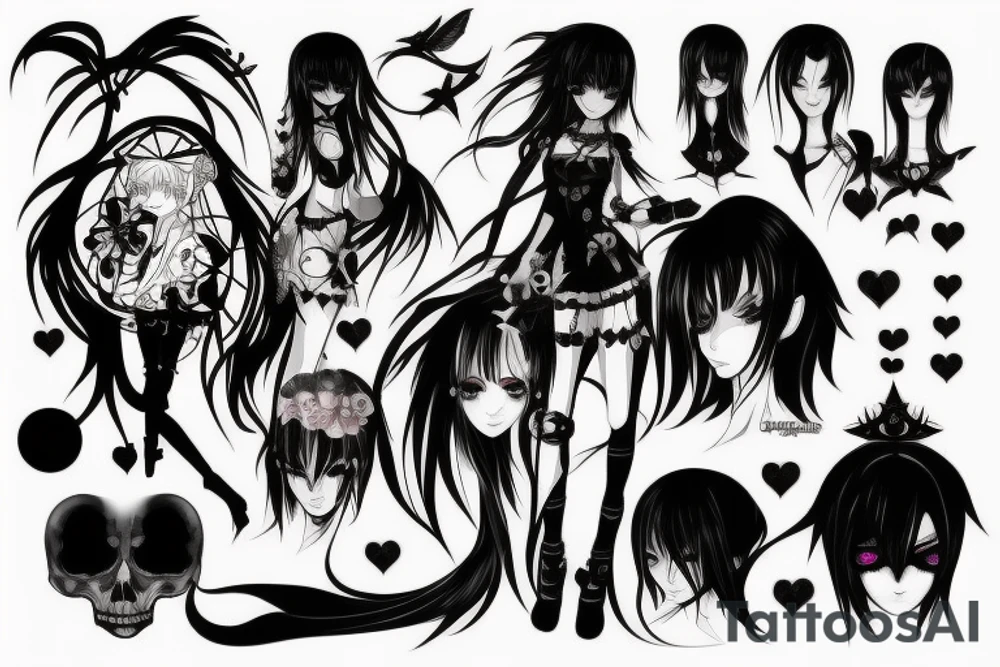 Gothic anime style tattoo idea