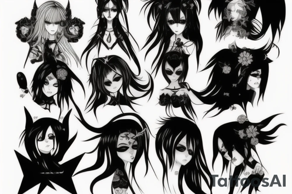 Gothic anime style tattoo idea