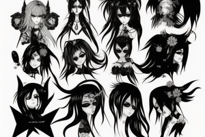 Gothic anime style tattoo idea