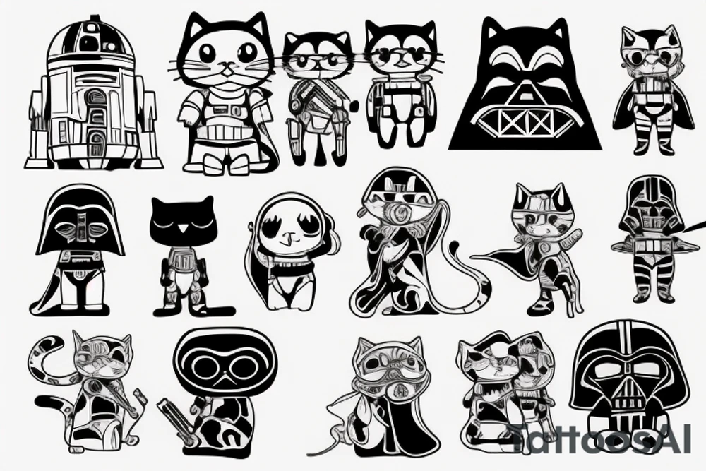 a cute cat in the image of a star wars character tattoo idea