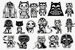 a cute cat in the image of a star wars character tattoo idea
