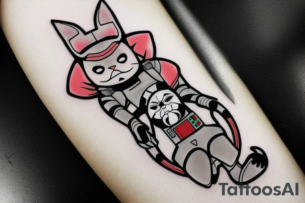 a cute cat in the image of a star wars character tattoo idea