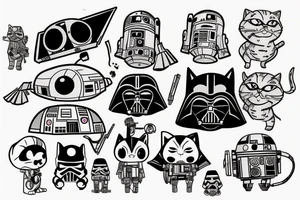 a cute cat in the image of a star wars character tattoo idea