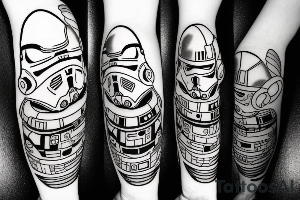a cute cat in the image of a star wars character tattoo idea