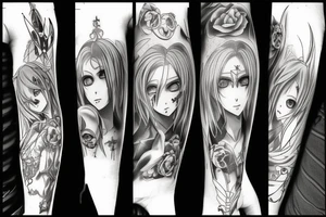 Gothic anime style 4k tattoo idea