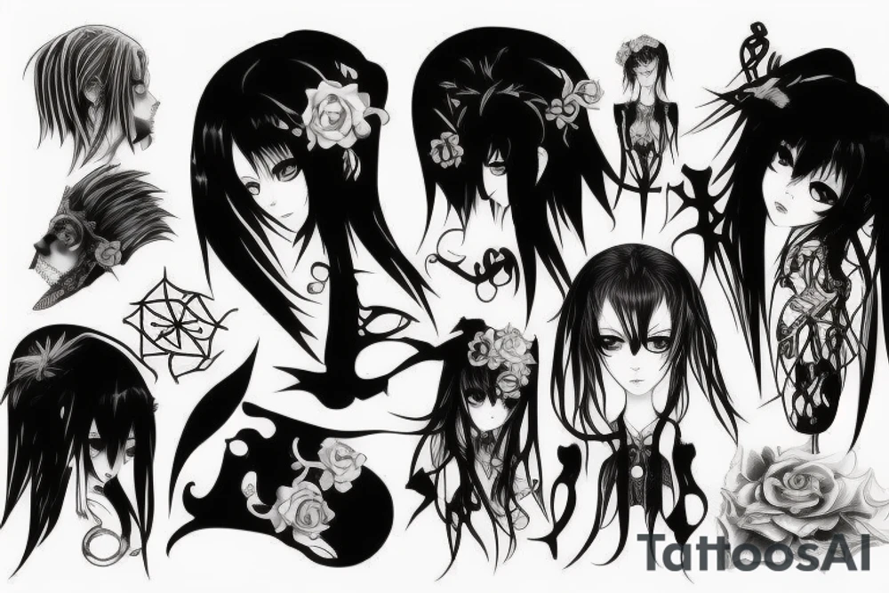 Gothic anime style 4k tattoo idea