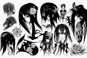 Gothic anime style 4k tattoo idea