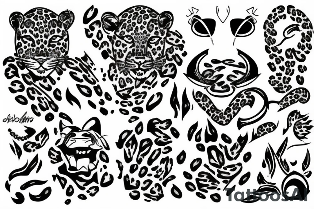 Leopard on fire with helicopter flying above tattoo idea