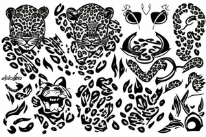 Leopard on fire with helicopter flying above tattoo idea