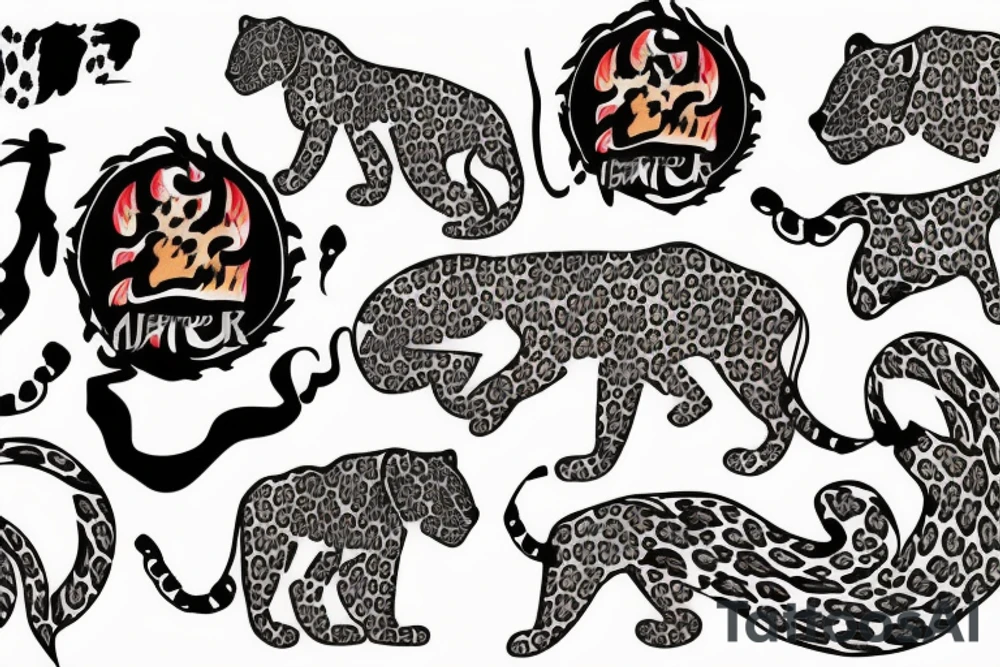 Leopard on fire with helicopter flying above tattoo idea