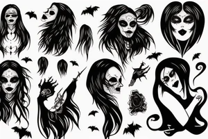 Scary girl in a dark Gothic style tattoo idea